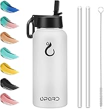 Opard Insulated Water Bottle 32 oz Stainless Steel Vacuum Double Walled Keeps Hot and Cold Sports Metal Water Bottle with Leak Proof BPA Free Straw Lid