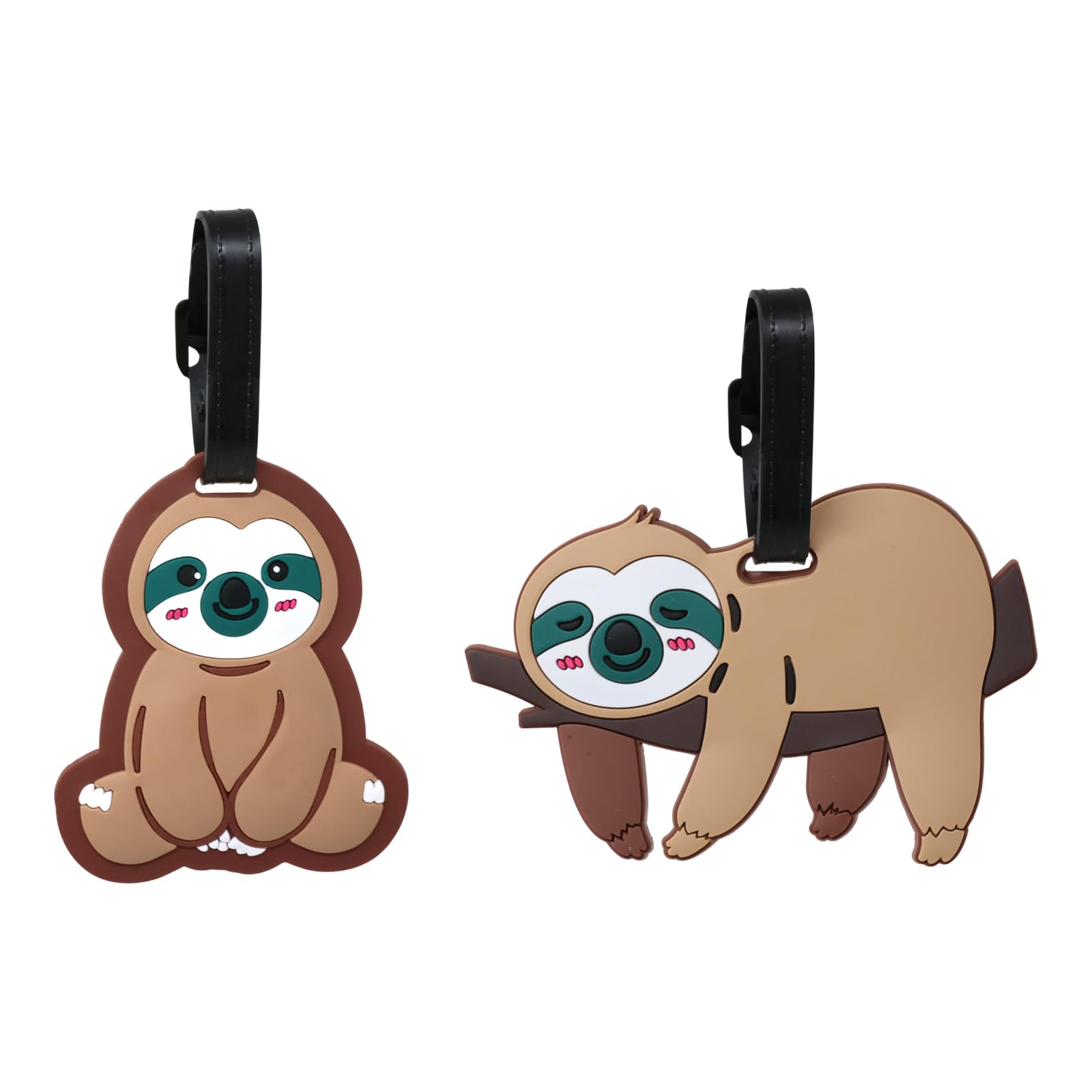 Honbay 2PCS Cute Cartoon Animal Sloth Luggage Tags Silicone Luggage Tags Travel Baggage Tags Suitcase Bag Backpack Labels Identify Labels Travel