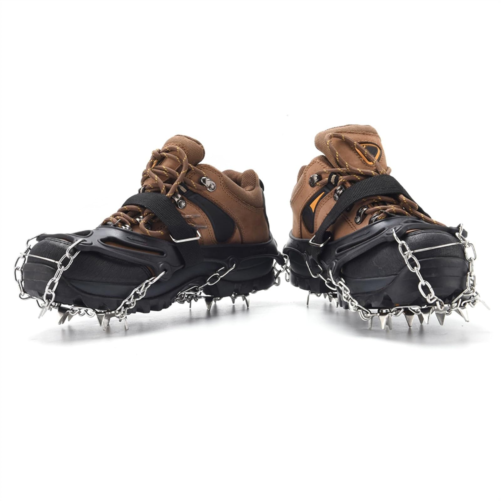 Antideslizante Crampones,Crampones Cadena 1 par de tacos de hielo ligeros de 24 dientes, tacos de Montañismo con bolsa de transporte, tacos de hielo for senderismo, escalada, trotar sobre hielo y niev
