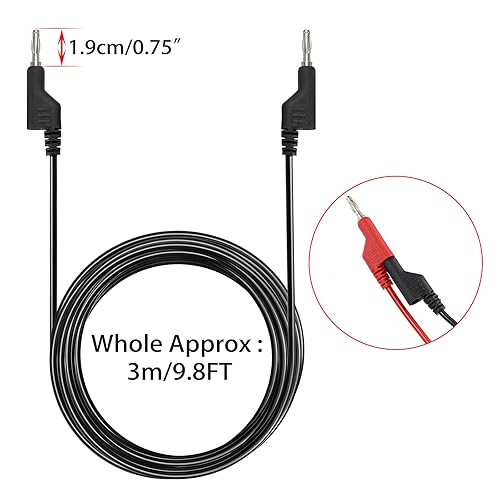 Miniatura 3 de Sumnacon 5 cables de prueba de enchufe de plátano a plátano, cable de prueba apilable de 0.157 in para multímetro, cable de prueba eléctrico