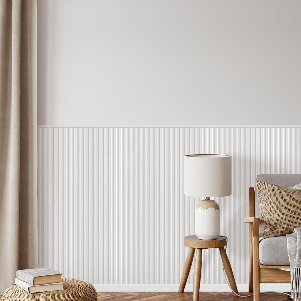 REESE Wandpaneele Weiß Matt | Startleiste 125 cm | Deckenpaneele | Wandverkleidung | kein Bohren | MDF