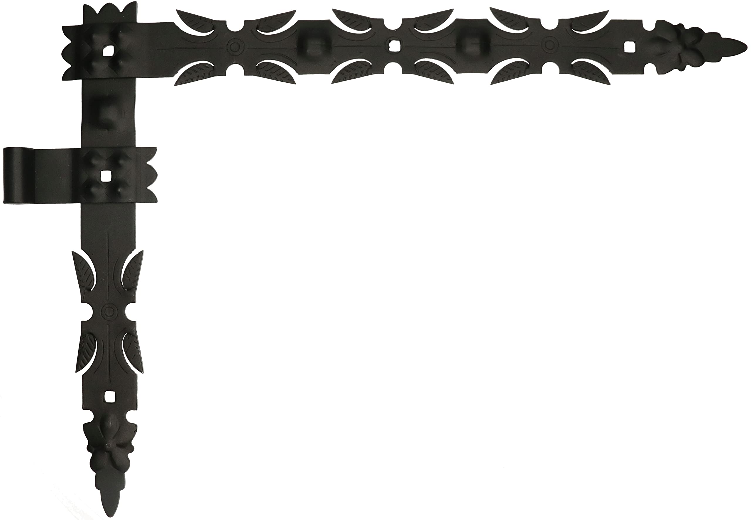 KOTARBAU® 2 x Bisagras angulares de acero forjado, Herraje para contraventanas, puertas, Bisagras en L 800 mm, Bisagras para contraventanas de madera, Bisagras decorativas, 2 Goznes con pernios, Negro