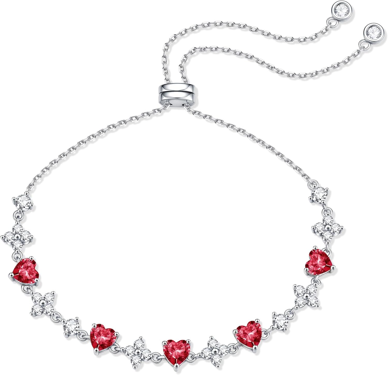 MOOSEA Gifts for Her - Birthstone & Moissanite Bracelet, Lab Created Moissanite, 925 Sterling Silver Adjustable Bracelets for Women Anniversary Birthday Gifts for Wife Mom Girlfriend