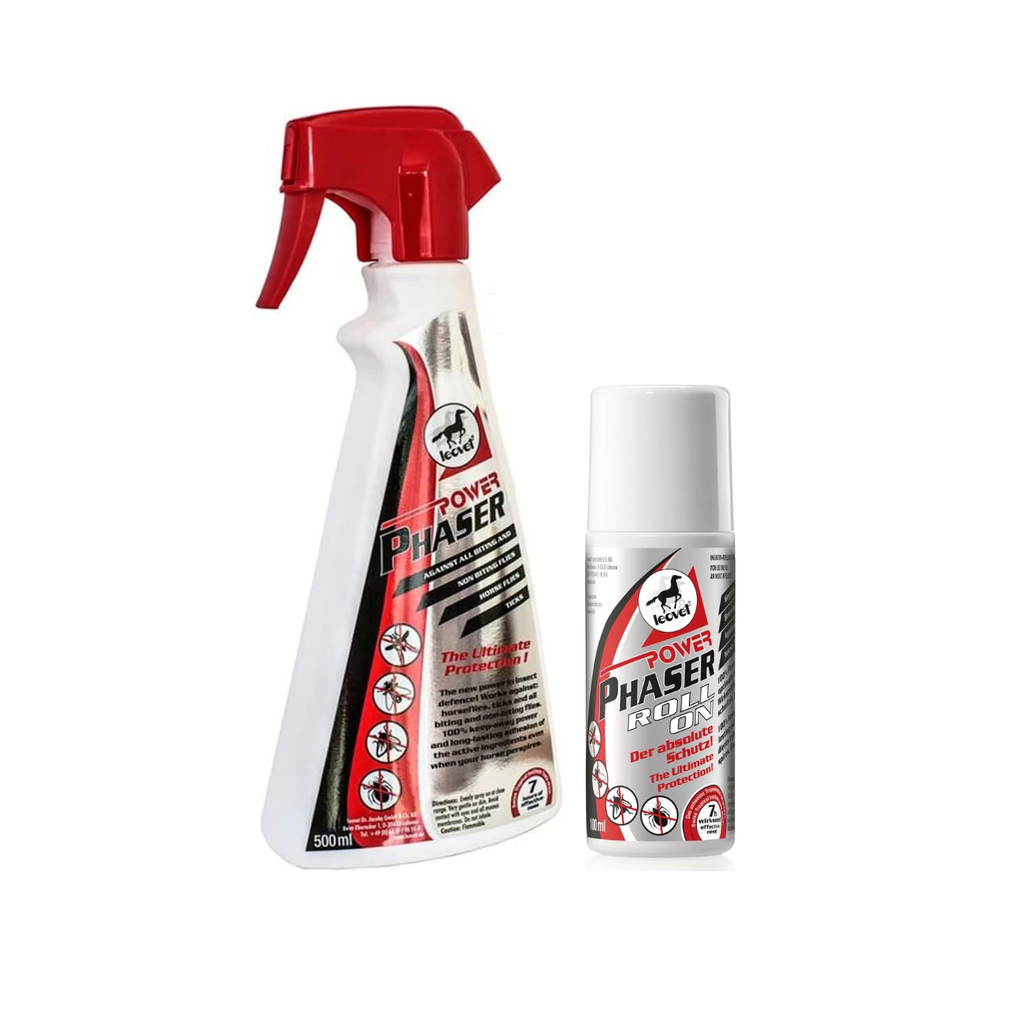 Leovet Power Phaser Horse Fly Spray 500ml and Leovet Power Phaser Roll On Pony/Horse Fly Repellent 75ml | Pack of 2