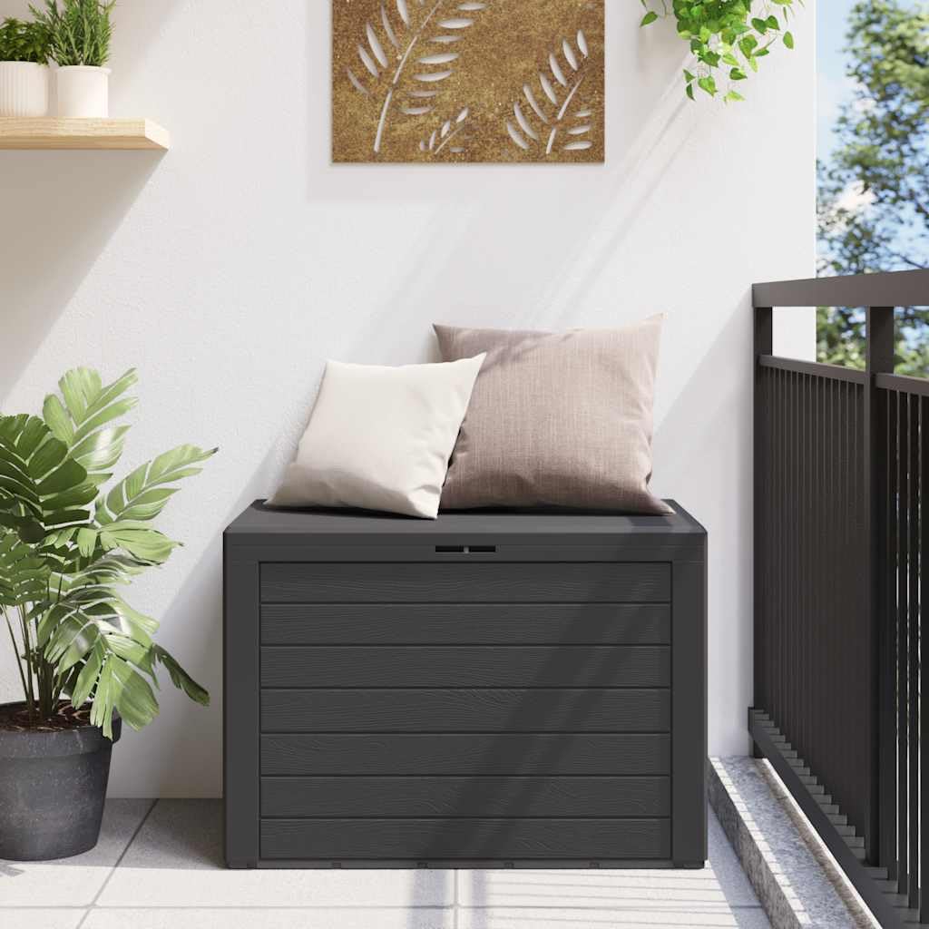 Contenitore esterno in polipropilene antracite 78 x 44 x 55 cm, capiente contenitore da giardino per cuscini, cuscini e coperte, design senza tempo per terrazza.