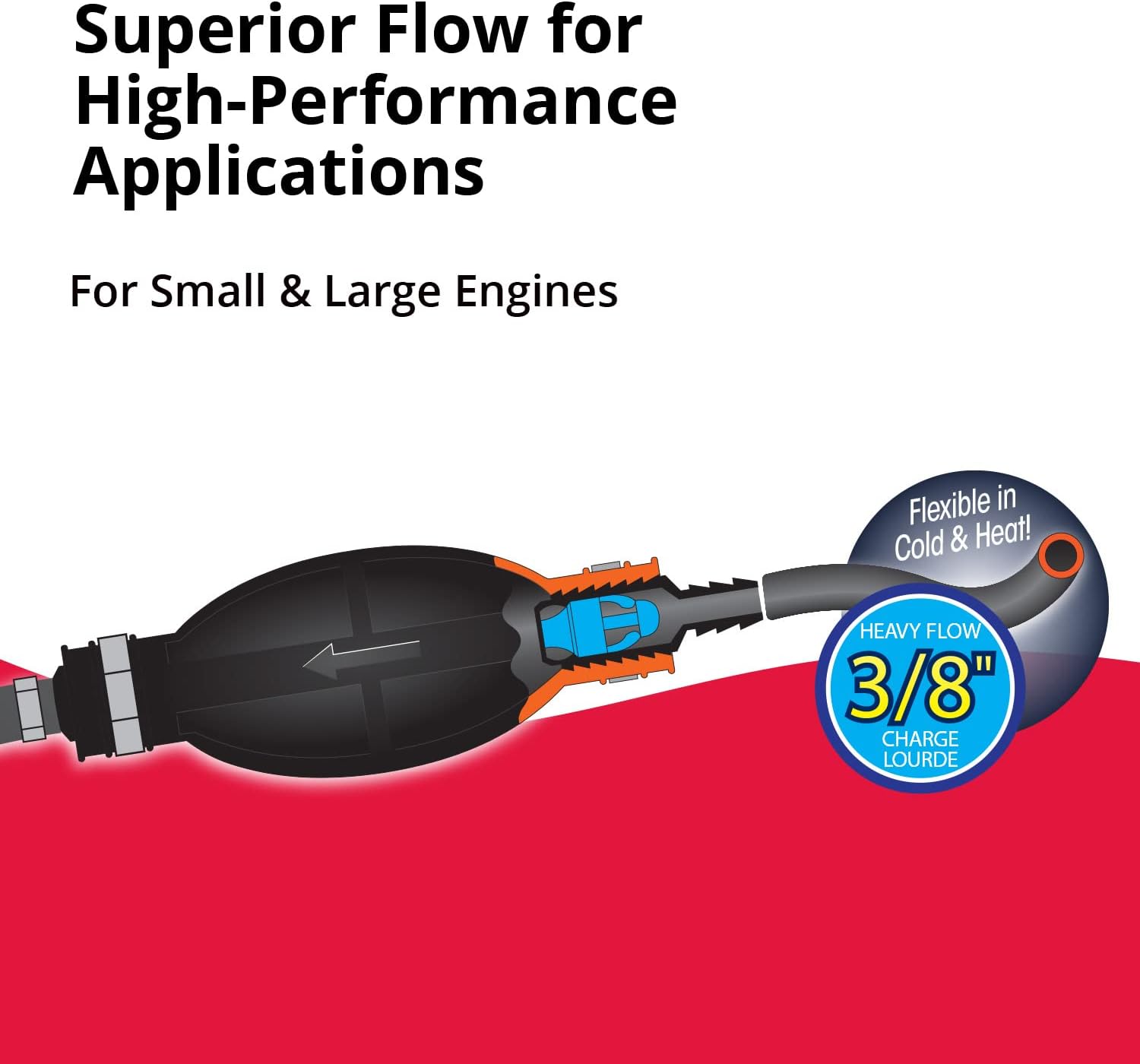SeaSense: OMC Fuel Line Assembly for Boats w/ Portable Fuel Systems - Includes Primer Bulb, ⅜” ID x 80” Long (6.5 ft) Heavy Flow Fuel Hose, Stainless Steel Hose Clamps & Engine Connectors