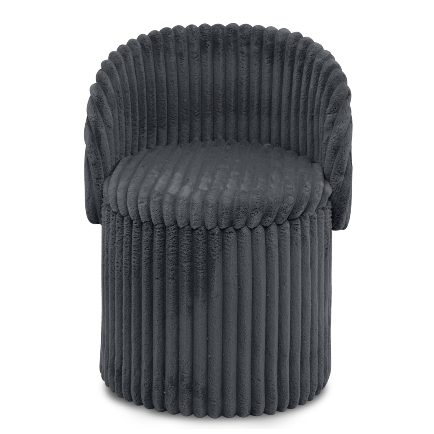 GC GAVENO CAVAILIA Ribbed Round Ottoman Storage Box With Hidden Storage Removable Lid | Fleece Foldable Stool Storage Bench Chair Foot Rest | Vanity Stool Footstools For Living Room, Bedroom — image 1