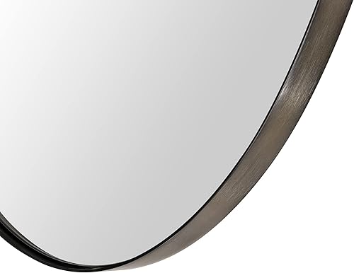 Miniatura 9 de Botiquín de baño empotrado ovalado de bronce aceitado con espejo de acero inoxidable con marco de metal oblongo, gabinete de baño con espejo de 16 x