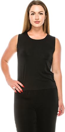 Jostar Womens Basic Tank Top Sleeveless Round Neck Stretch Casual Solid T Shirts