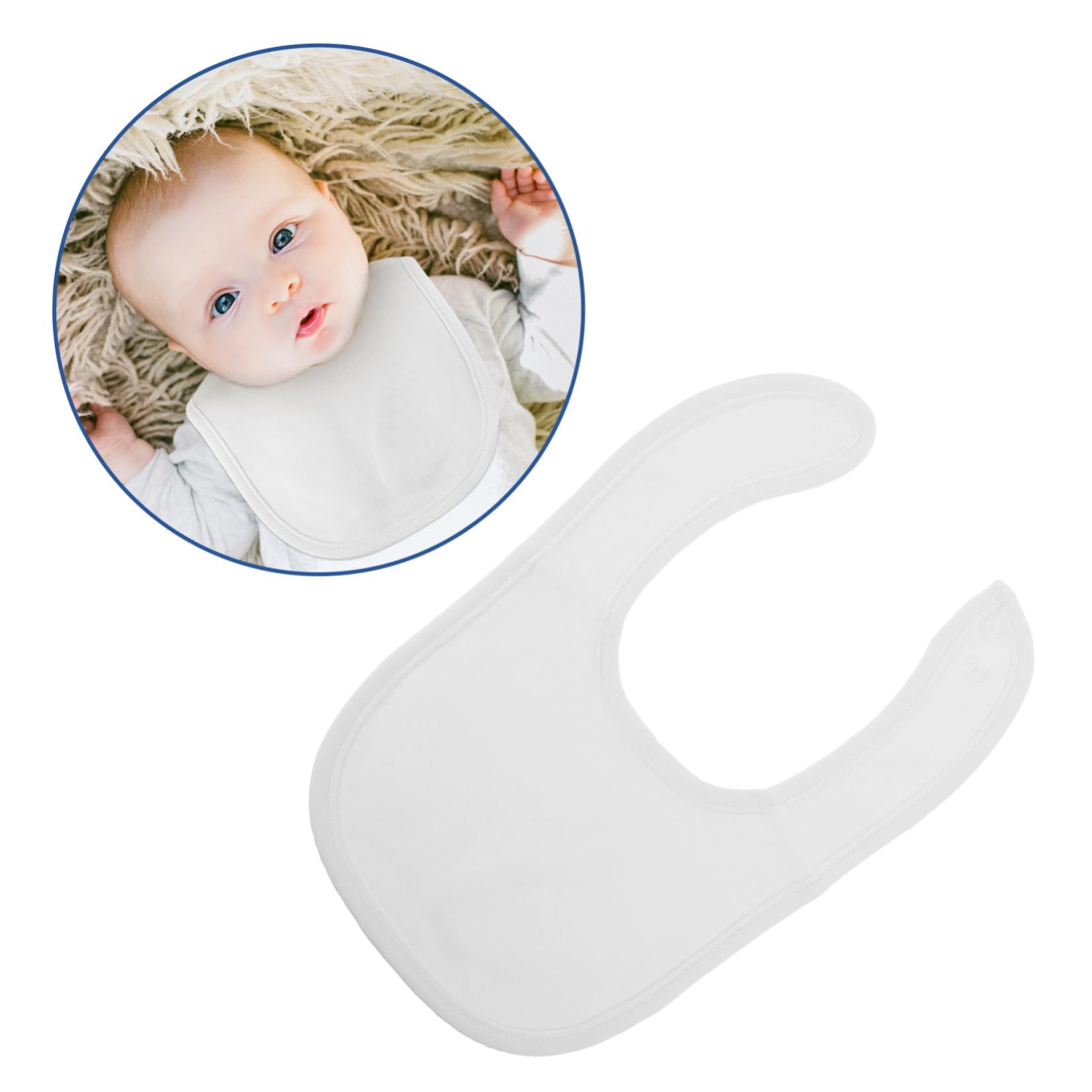 Baberos de Algodón de Doble Capa con Broches, 8 Piezas para Ñiño | Color Blanco, Lavables, para Babeo y Dentición, Diseño Apto para Niños Estilo Aleatorio
