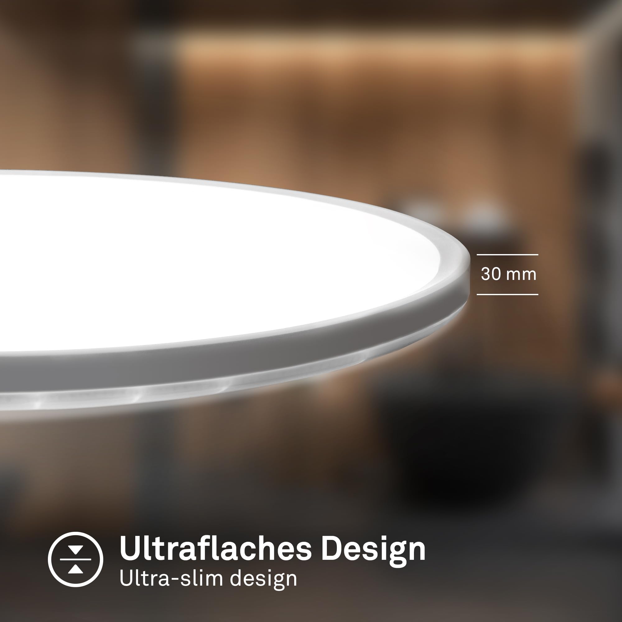BRILONER - LED Deckenlampe mit indirektem Licht, flach, IP44 Spritzwasserschutz, Deckenleuchte, LED Panel, Feuchtraumleuchte, Badezimmer Lampe Decke, Badlampe, Küchenlampe, 29x3 cm, Weiß