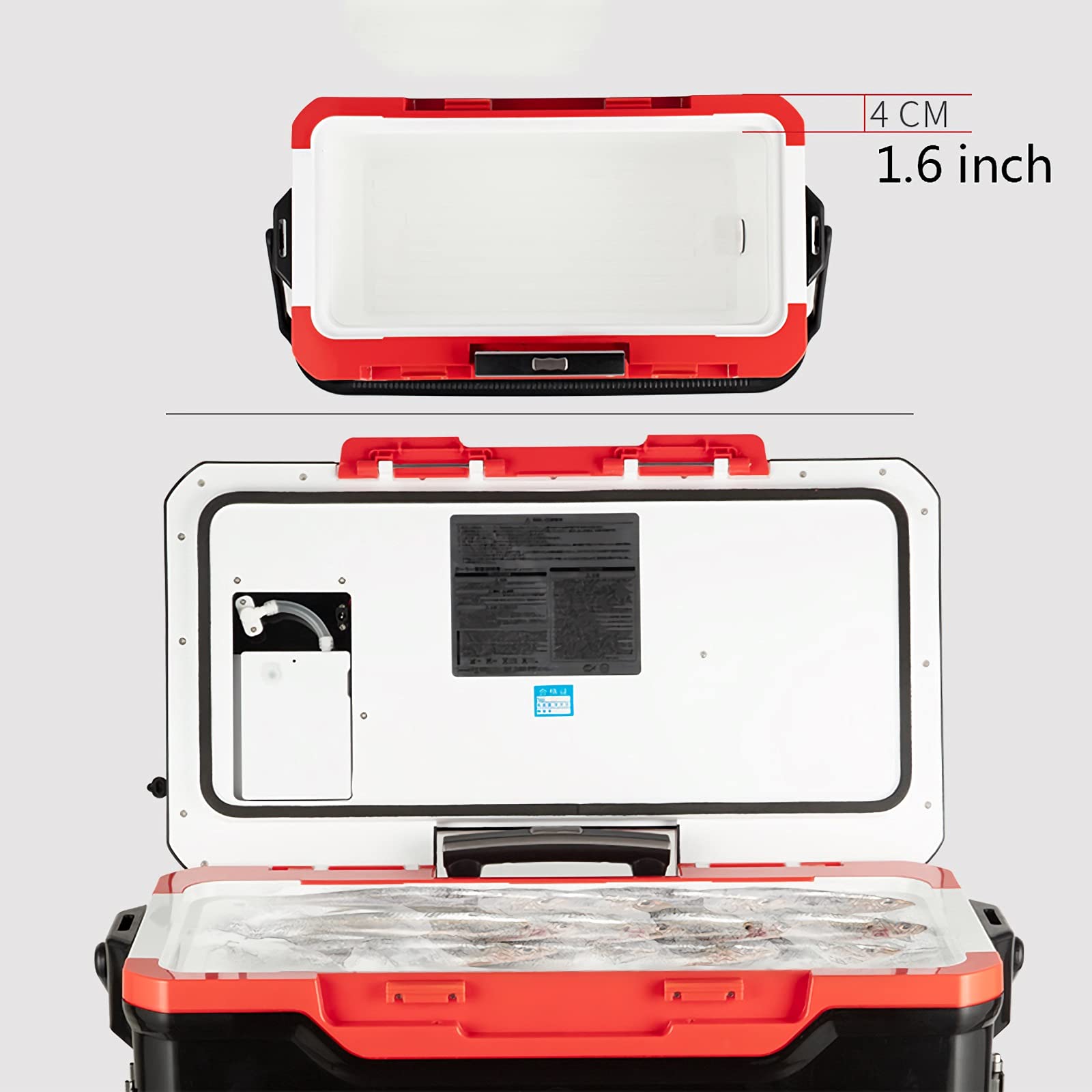 Werkzeugkasten, Angelbox, Angelbox, tragbarer Trolley-Koffer mit Rollen, Rückenlehne, anhebbares Bein, kann sitzen, Angeleimer, klein, verdickt, hält frisch, kühler, Angelgerät