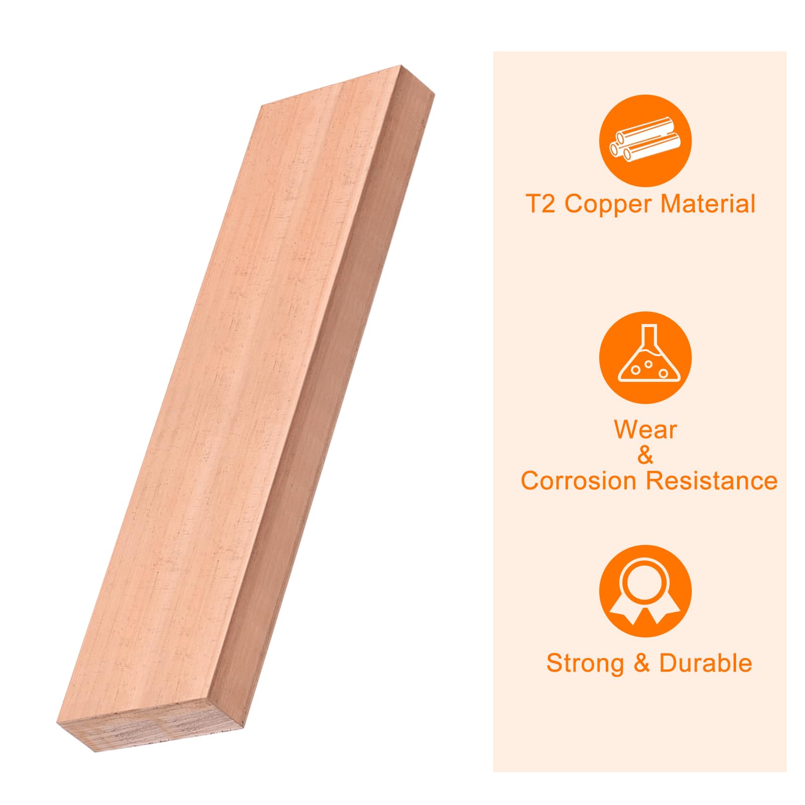 QUARKZMAN Barres en Cuivre 12mm Épaisseur x 50mm Large x 15.2cm Long Barre Plate en Cuivre, Plaque de Base pour L'Électricité (12mm x 50mm x 152mm)