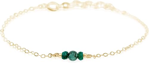 Luna Tide Emerald Dainty Anklet in 14k Gold Fill
