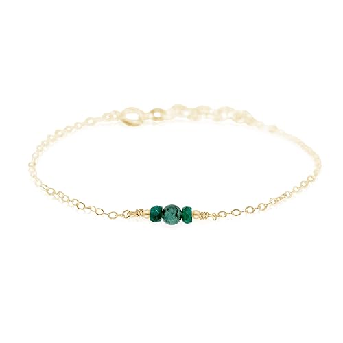 Luna Tide Emerald Dainty Anklet in 14k Gold Fill Luna Tide Emerald Dainty Anklet in 14k Gold Fill