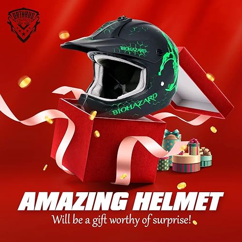 Miniatura 2 de Orthrus Casco para adultos y jóvenes con certificado DOT para motocross, ATV, motocross, motocicleta todoterreno (BIO-verde, L)
