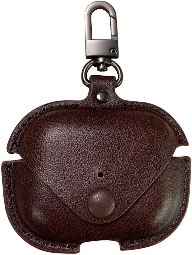 OneDream AirPod Pro Case Leather Personalized Leather Protective AirPod Pro Case Cover with Shockproof Loss Prevention Clip Apple Air-Pods Pro Wireless Charging Case for AirPod (Dark Brown)