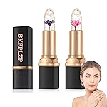 BKPPLZP 2 Pack Crystal Flower Jelly Lipstick,Magic Color Changing Lipstick,PH Clear Temperature Color Changing Lip Gloss,Lip Balm,Long Lasting Nourishing Moisturizing Lip Stick Set X01+02