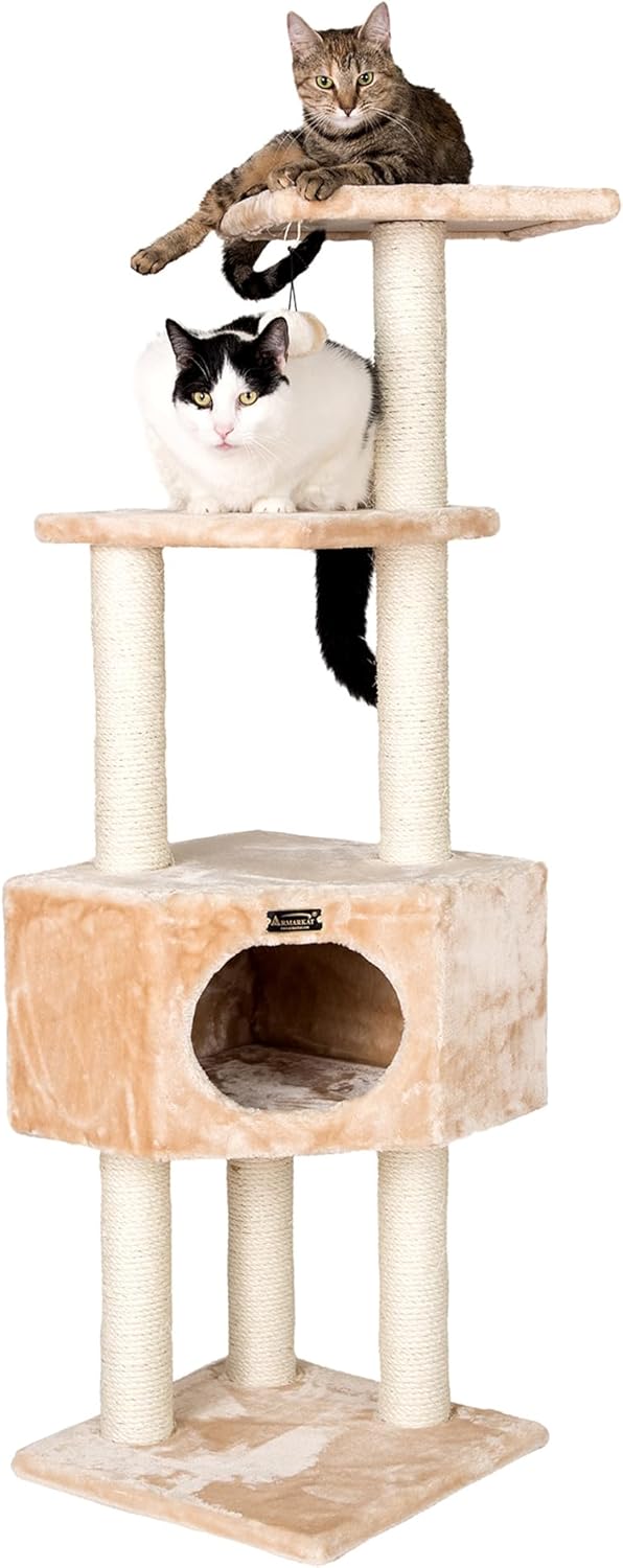 Aeromark 3 Tier Cat Tree, Armarkat Real Wood Scratch furniture A5201, Beige