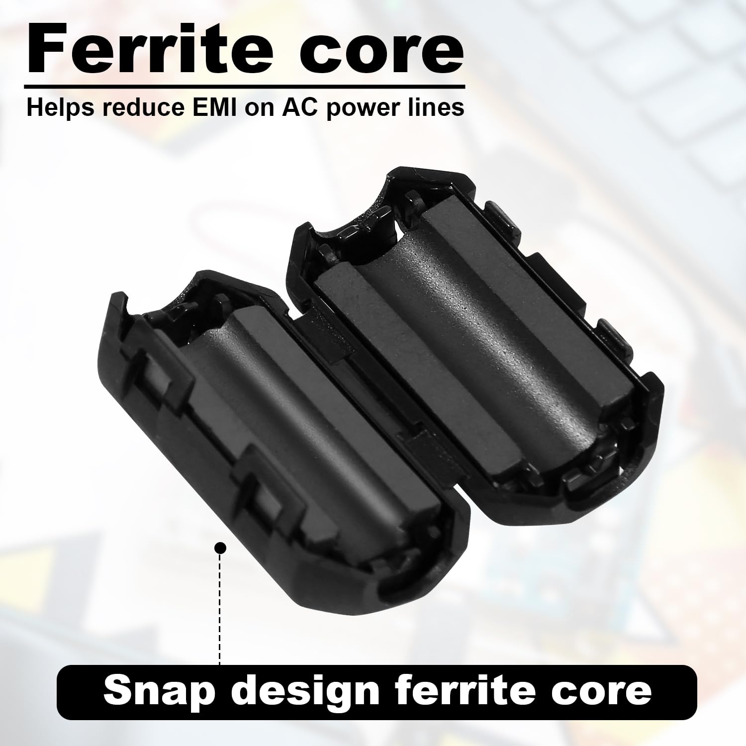 20pcs Clip-On Ferrite, Ferrite Core Bead Ring Core RFI EMI Noise Suppressor