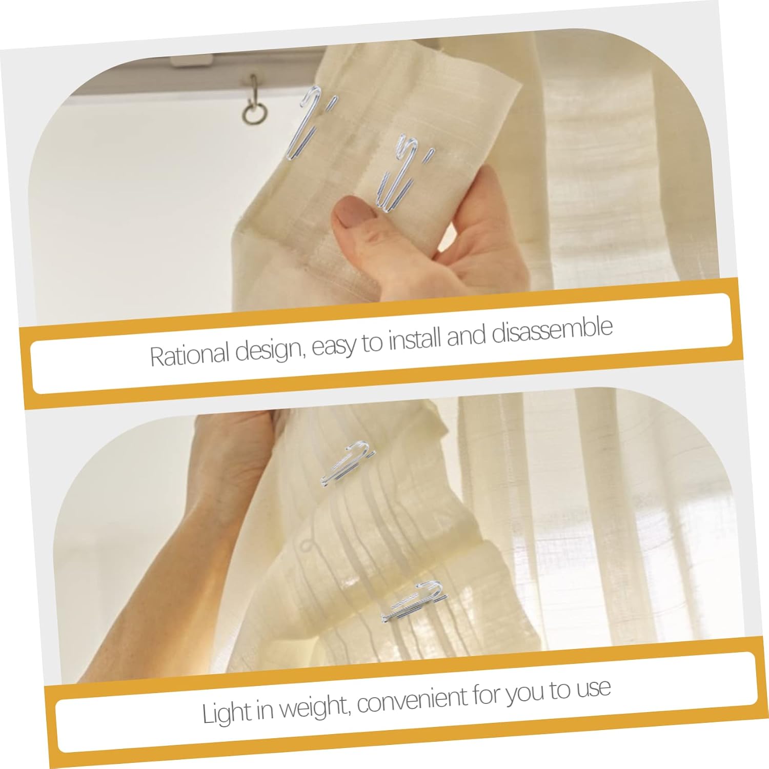 50Pcs Heavy Duty Stainless Steel Drapery Hooks for Curtains Shower Bath Easy to Install Flexible Clip Design for Pleated Drapes and DIY Projects