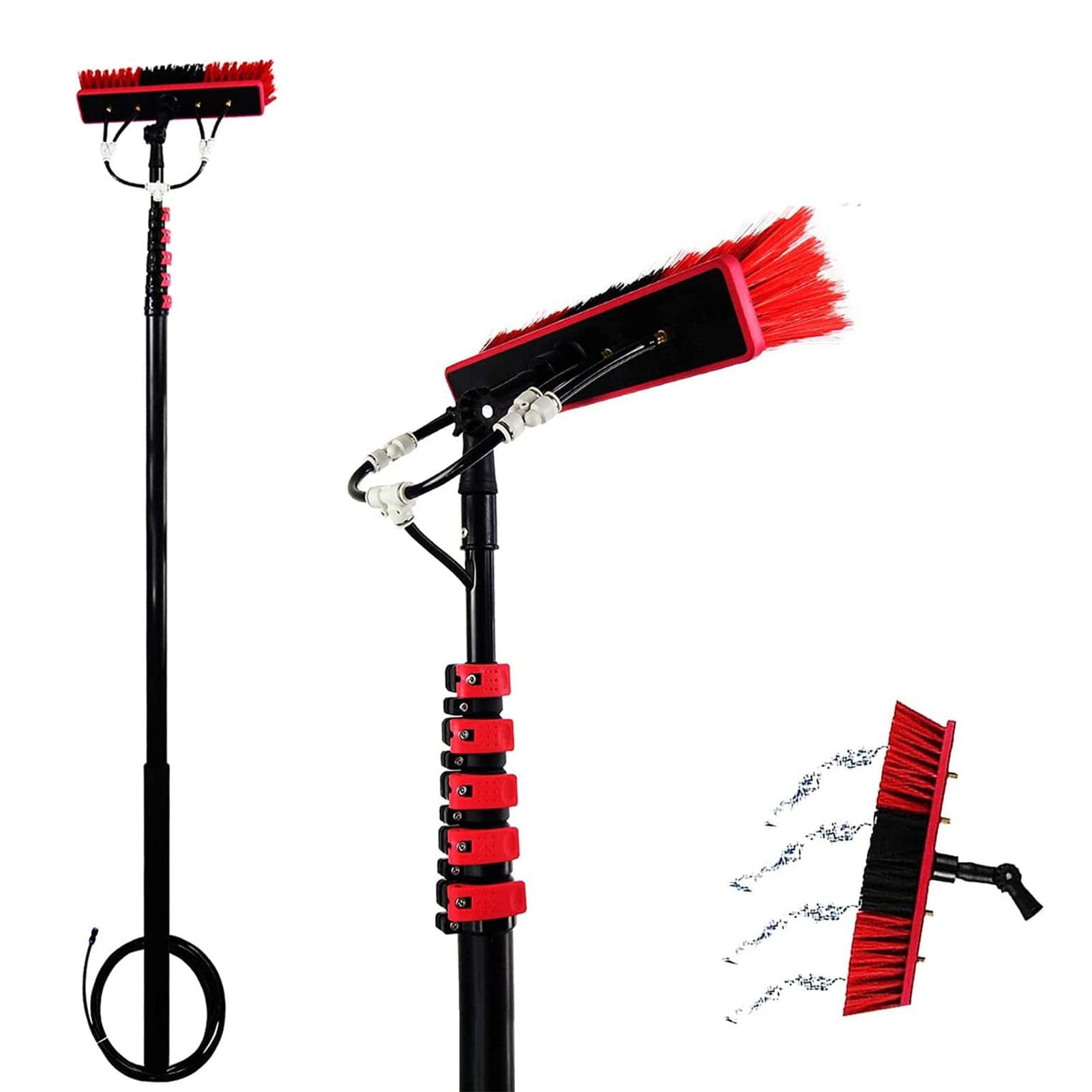 GHFXSCV Extendable Window Cleaning Pole Kit - Telescopic Water Fed Brush for Roof & Solar Panel Cleaning - Professional Cleaning Equipment for Easy Reach
