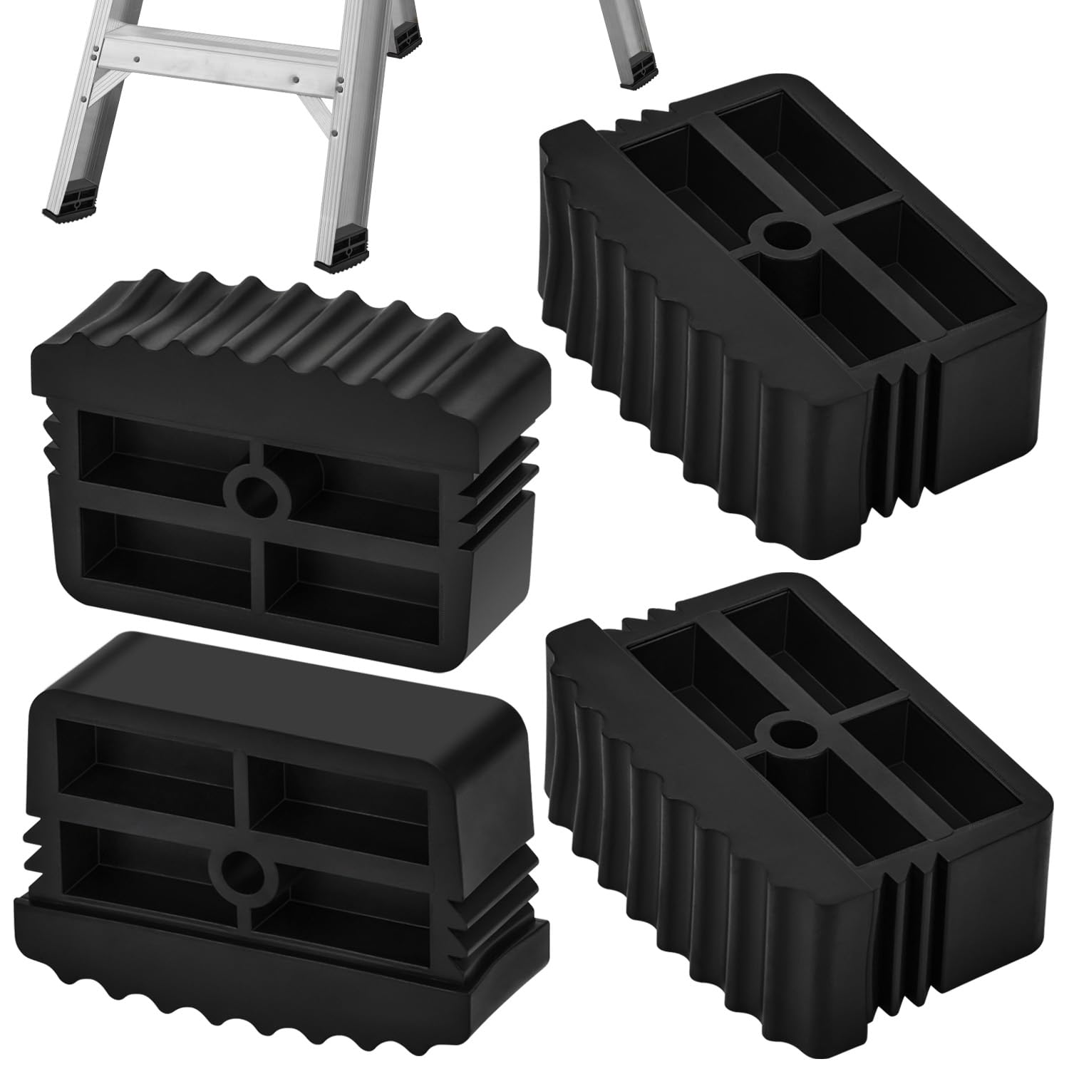 Rutschfeste Leiterfüße Ersatz Gummifüße Fußkappen für Leitern 61x22mm(4Stk) | Gummileiterfüße für Leiter Teleskopleitern Fischgrätleitern