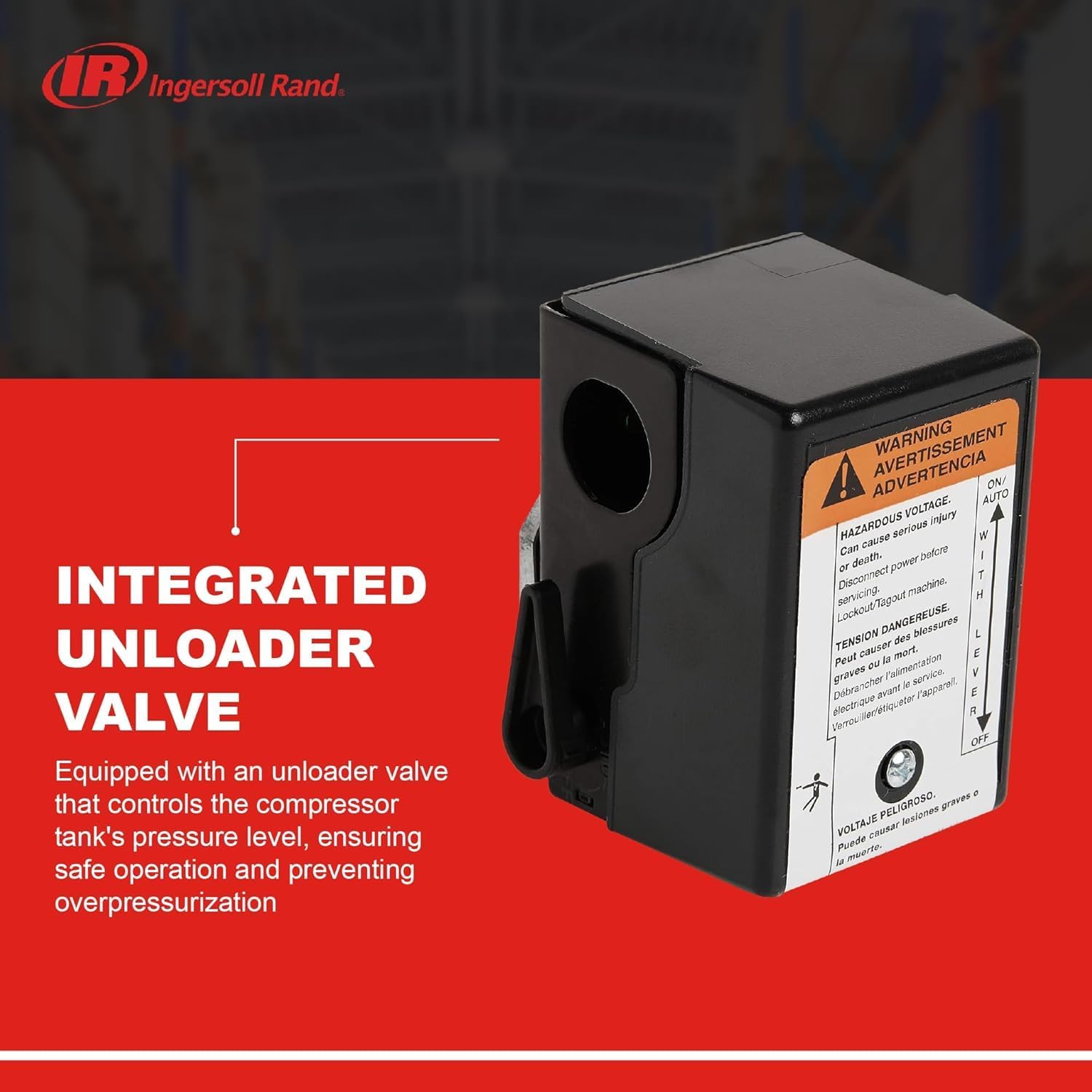 Ingersoll-Rand 23474661 Pressure Switch for Single Stage Compressor SS3 And SS5