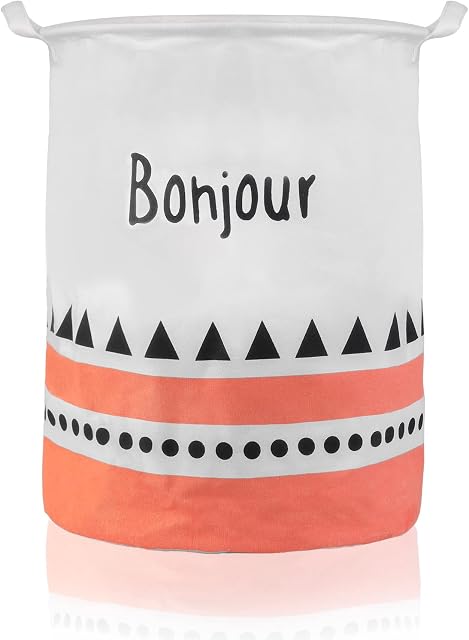 Laundry Basket Collapsible,Laundry Hamper with Waterproof Coating&Leather Handle,19.7"(D)*15.7"(H) Washing Baskets for Laundry, Laundry Baskets for Bedrooms,Clothes Basket