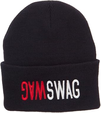 Swag Swag Embroidered Long Beanie Black