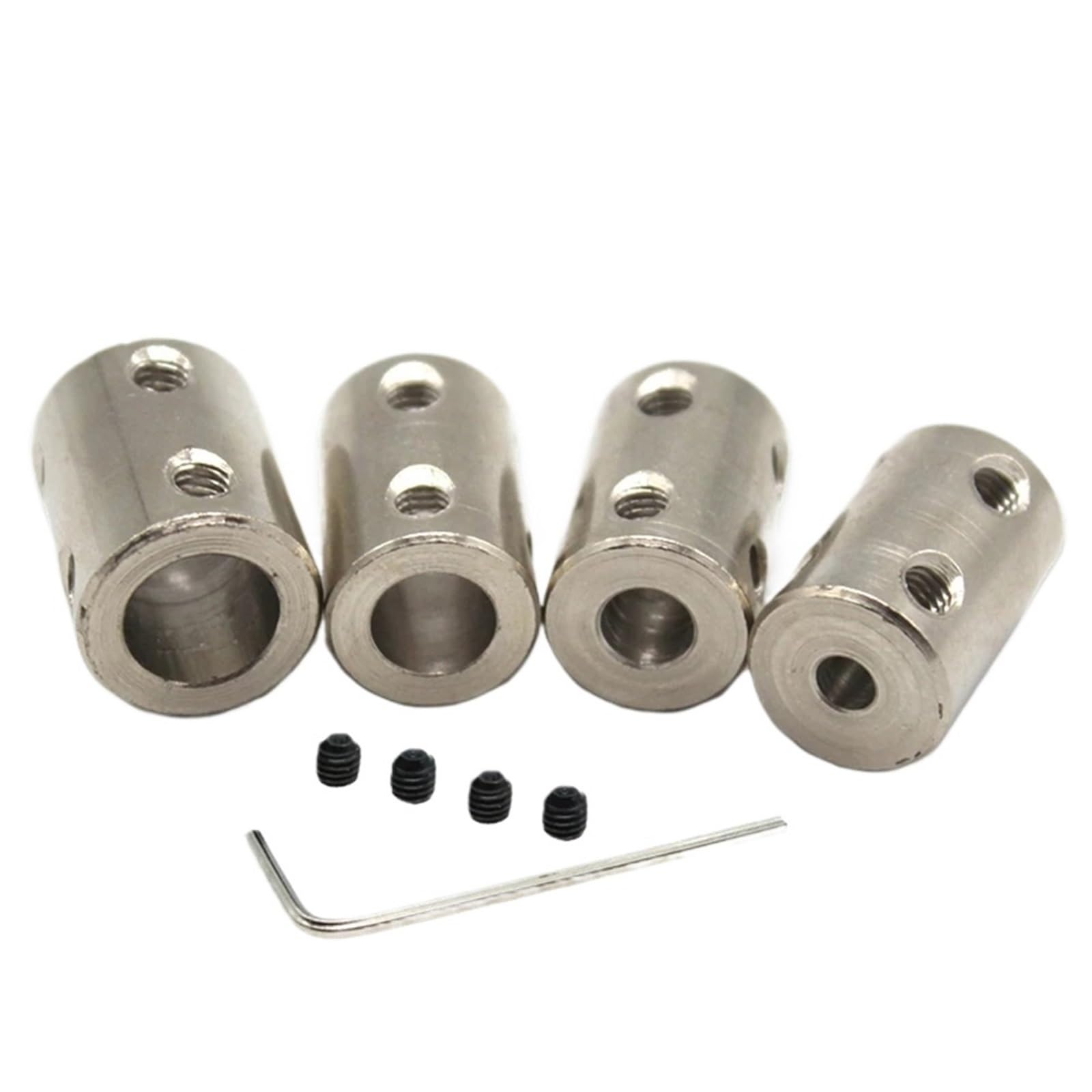 1 juego de acoplamiento rígido for eje de 4 mm/5 mm/6 mm/8 mm/10 mm, conector de acoplamiento de eje for motor CNC, manguito de transmisión de acero(4mm-4mm)