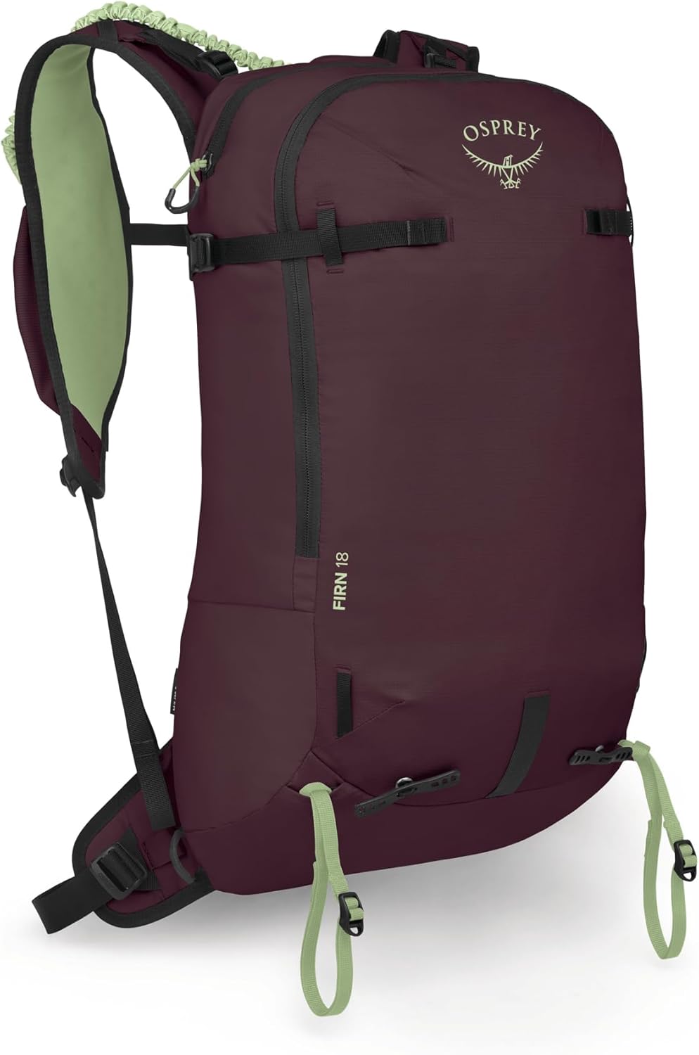 Osprey Firn 18L Ski and Snowboard Backpack, Elderberry Purple/Peppermint Green, Medium/Large