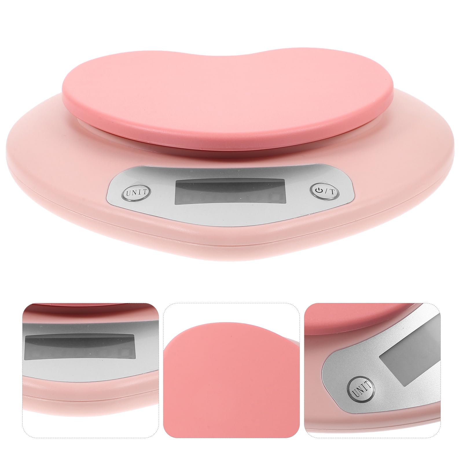 Báscula de Cocina Electrónica Rosa de Plástico Precisión 1g-5Kg Mini Digital para Repostería y Horneado Adecuado para Hogar Panaderías y Control Dietético