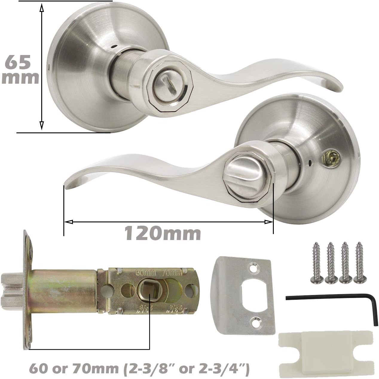 Prоmо Dіѕсоunt Uр Tо 70% оƒƒ Gobrico Satin Nickel Keyless Lever Handle Privacy Door Lockset for Bedroom and Bath,Drop Interior Door Leversets Locks 5Pack