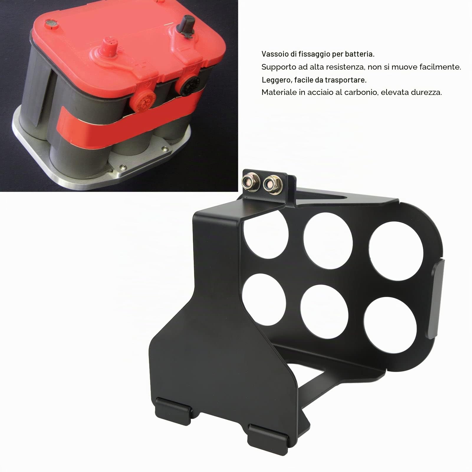 Vassoio di Fissaggio della Batteria, Supporto del vano Batteria in Acciaio al Carbonio Adatto per Optima Group 34 78
