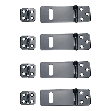 Tsnamay 4Pcs 3Inch Black Padlock Hasp,Door Slide Latch Lock Black Painted Iron Lock Black Iron with Screws for Home Yard Garden