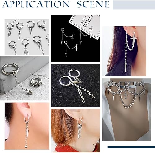 Miniatura 6 de UNICRAFTALE 32 dijes de cono de acero inoxidable negro, 4 estilos, hipoalergénicos, estilo punk, dijes, colgantes, colgantes para manualidades,