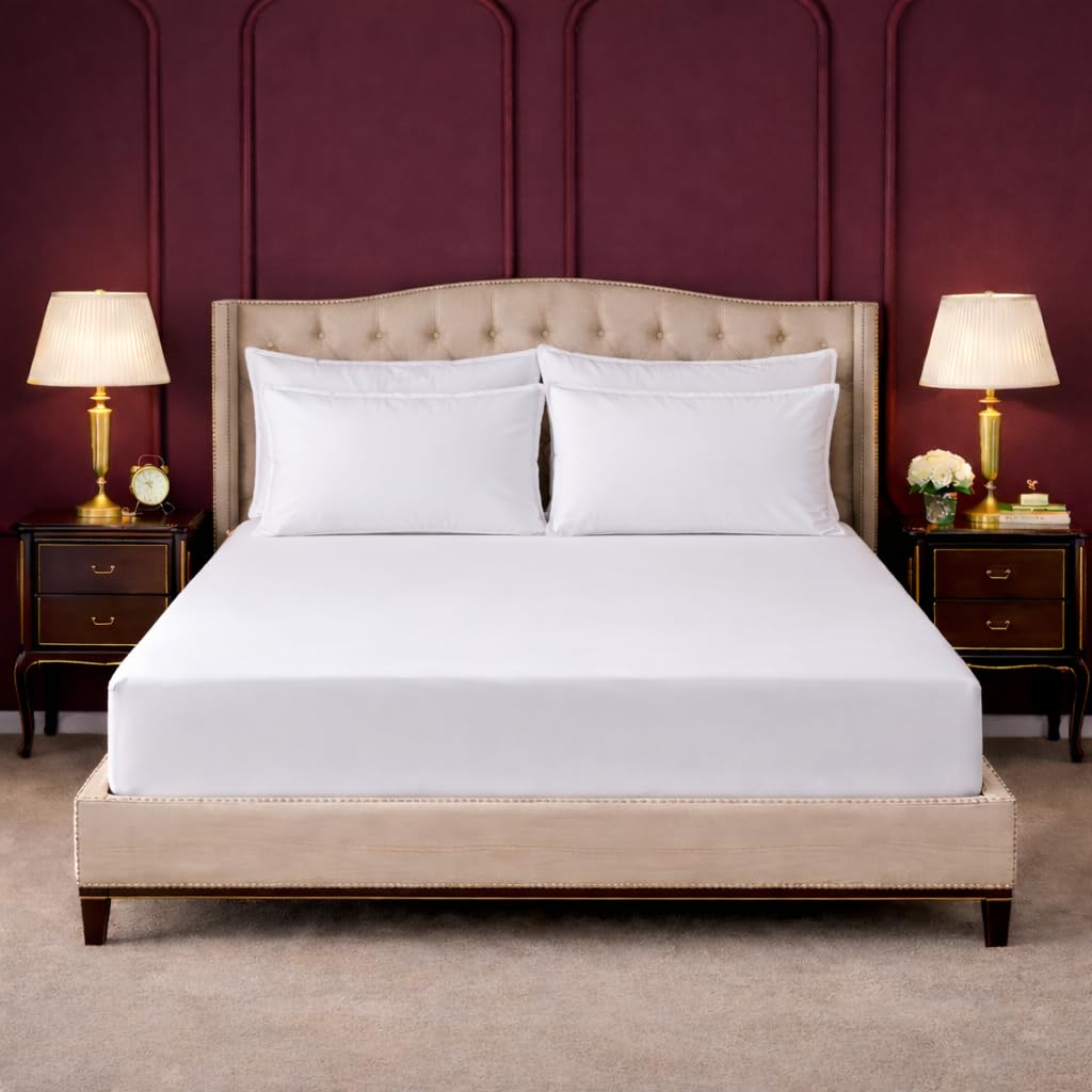 Loomshire Premium Bamboo Super King Fitted Sheet - 41cm Deep Pocket - 400 Thread Count - Soft, Cooling and Hypoallergenic - Superking Fitted Sheet - White