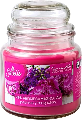 Smells - Vela perfumada en tarro grande de cera de soja prémium de 16 onzas. - 100% algodón de una sola mecha - Fragancia que elimina los olores del