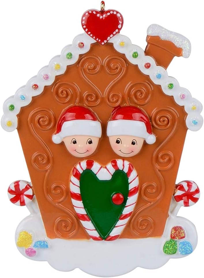 Family of 3 Christmas Tree Ornament 2026 Personalized Gingerbread House image 5