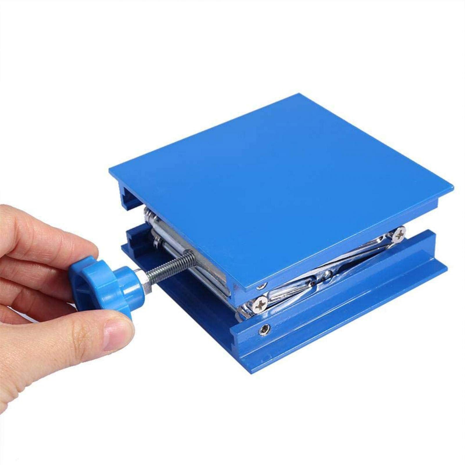Scherenhubtisch, Laborlift-Hebeplattform, 100 * 100 mm 5 kg Maximallast Aluminiumoxid Labor-Lift-Hubplattformen Ständer Laborgestell