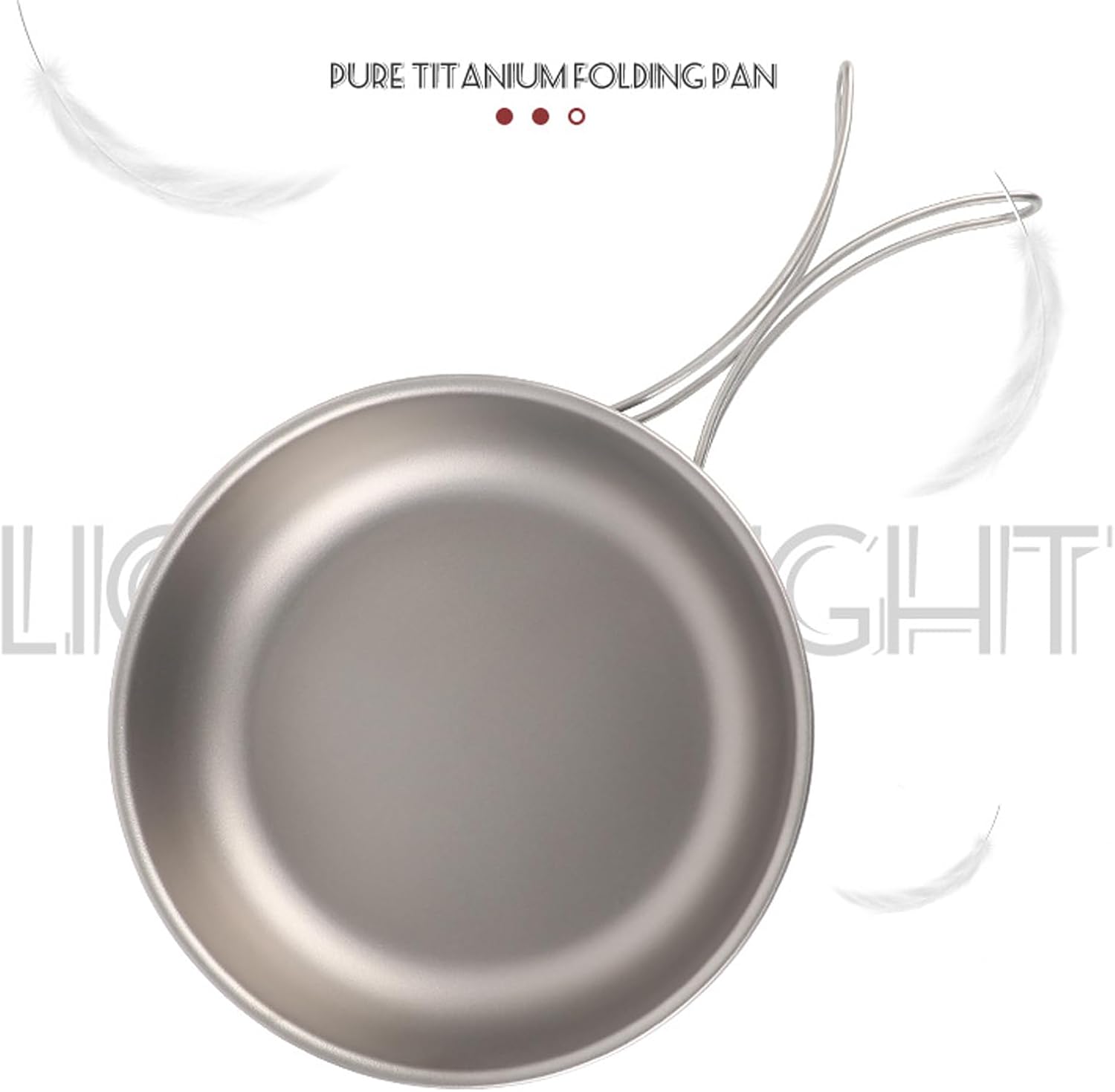 Camping Frying Pan Ultralight Titanium Outdoor Cookware for Hiking Backpacking, Portable Folding Handle Mess Kit Skillet (700ml/1200ml)