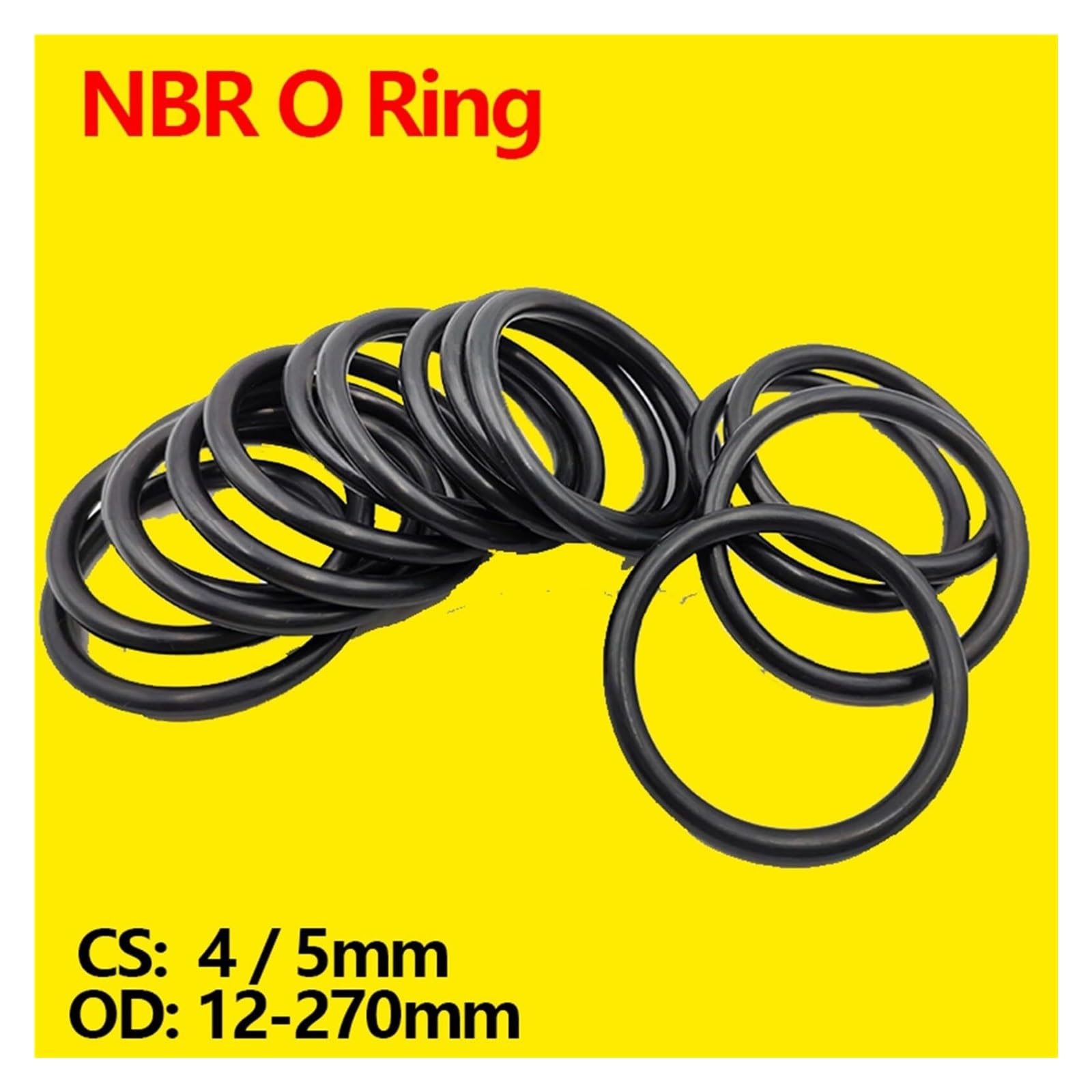 5mm OD 12mm - 270mm Nitrile butadiène caoutchouc bague d'étanchéité réparation squelette joint d'huile joint torique joint rondelle,Matériau Fiable(OD 52mm (10Pcs))