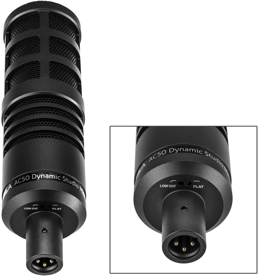 H&A AC50 Cardioid Dynamic Studio Broadcast Microphone Bundle with Professional Studio Headphones, Broadcast Arm with Springs, 15-Foot XLR M to F Mic Cable : Musical Instruments