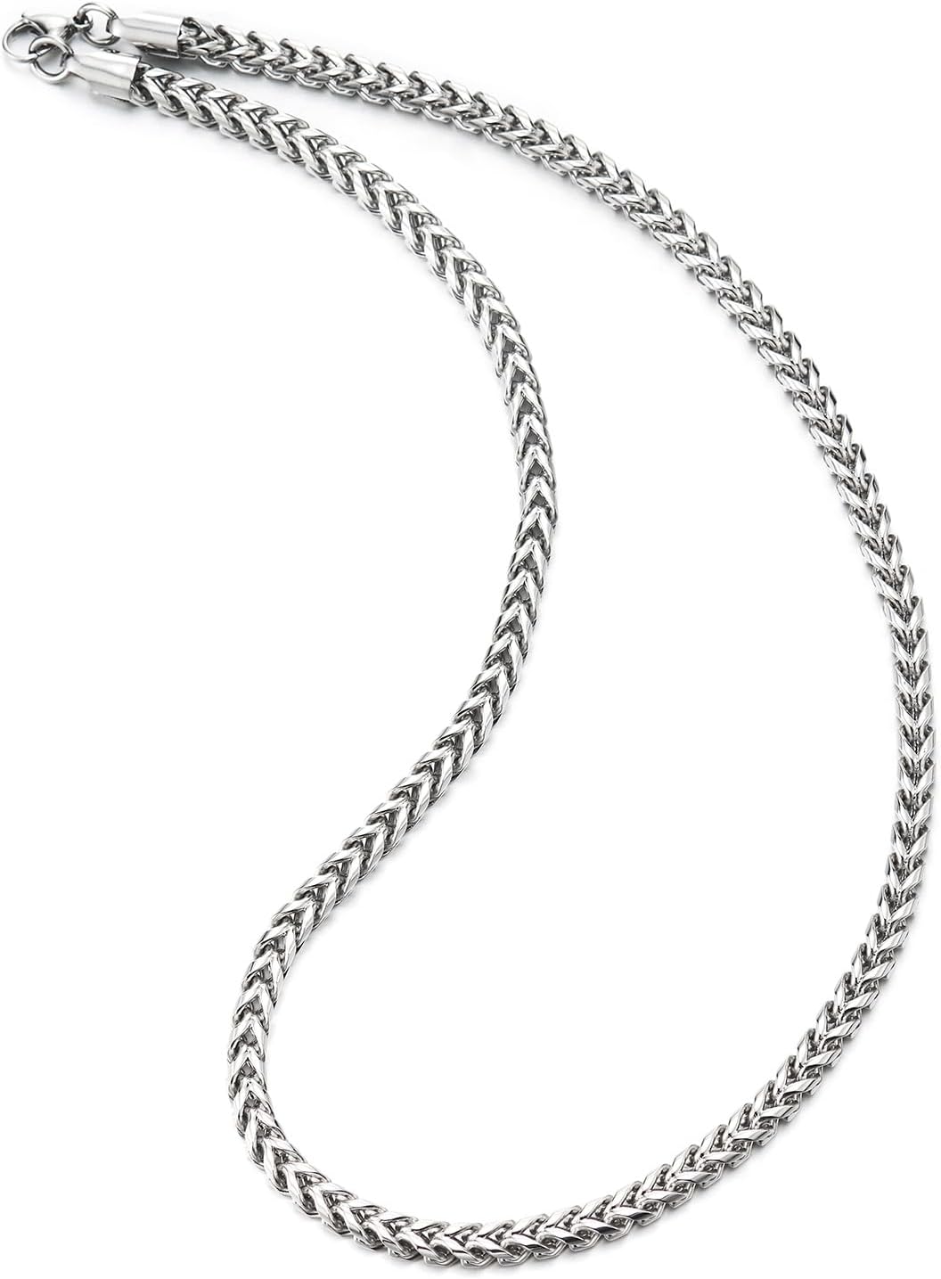 COOLSTEELANDBEYOND 6MM 24 inches Blue Franco Chain Square Curb Chain Necklace for Mens Women, Hip Hop Stainless Steel