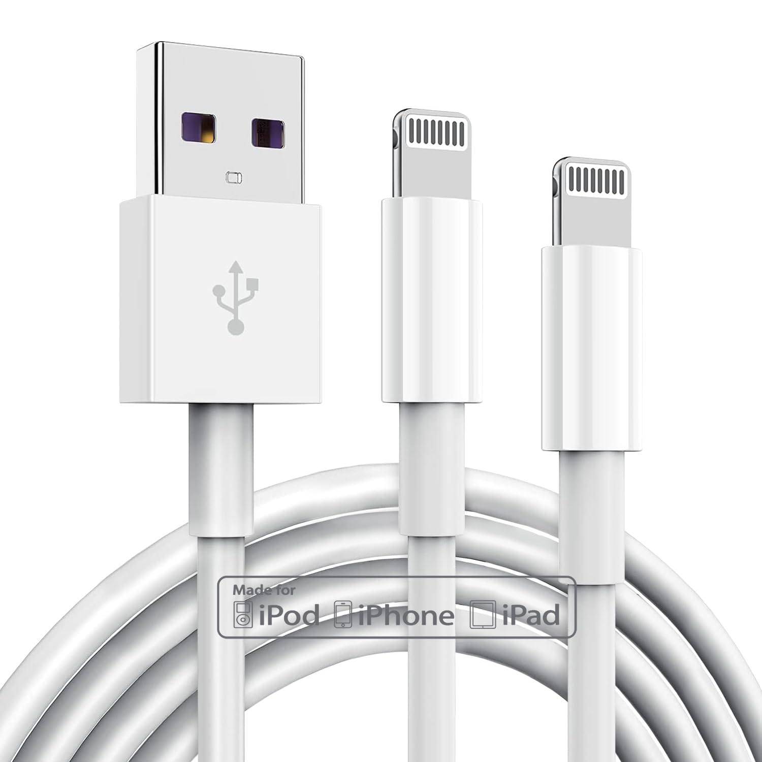 TUMABER 2 Pack Apple MFi Certified iPhone Charger Cable 10 Ft, Lightning to USB Cord Foot, 2.4A Fast Charging,Apple Phone Long Chargers for 13/12/11/