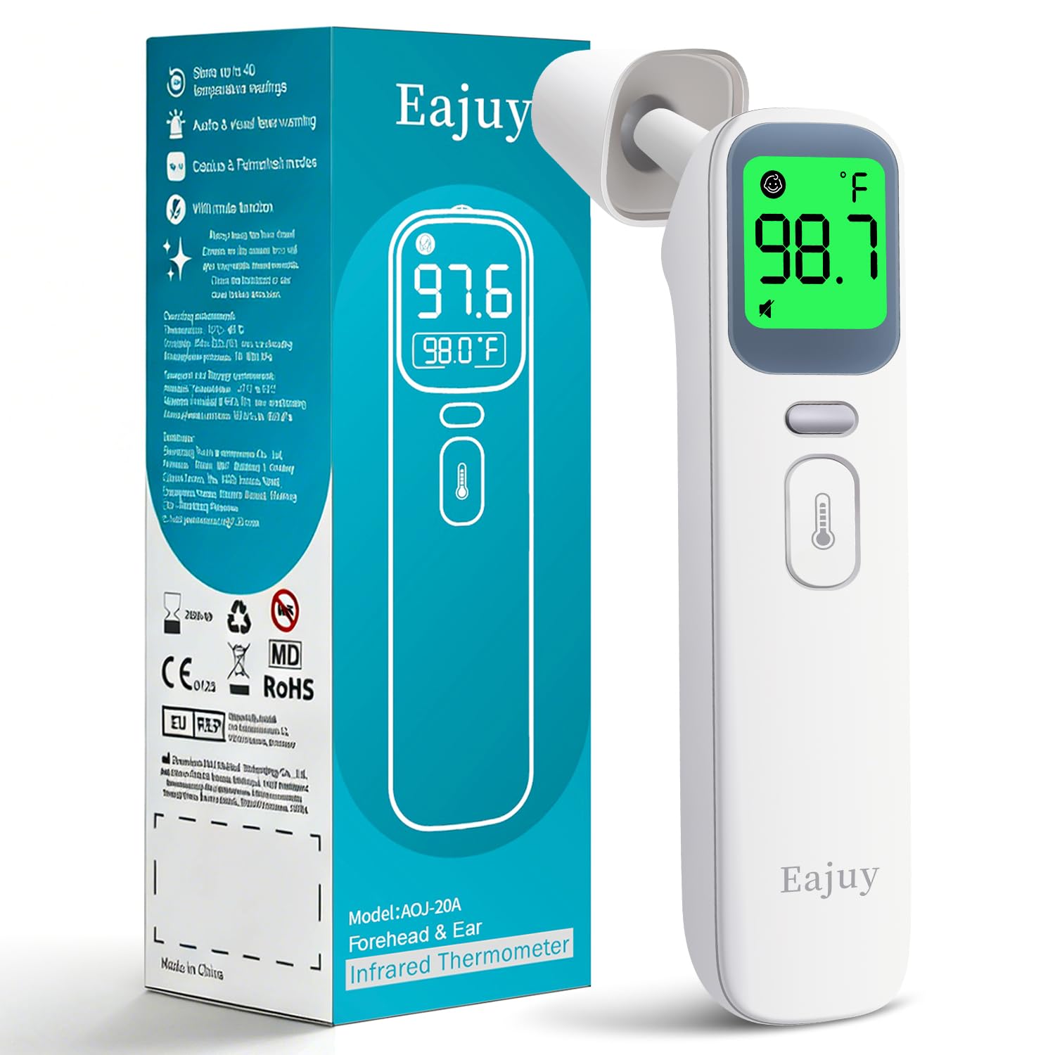 Thermometer for Adults, Kids and Babies【2026 New Upgrade】, Ear and Forehead Thermometer, No-Touch Digital Infrared Baby Thermometer for Baby Adults Touchless Contactless with Fever Alarm