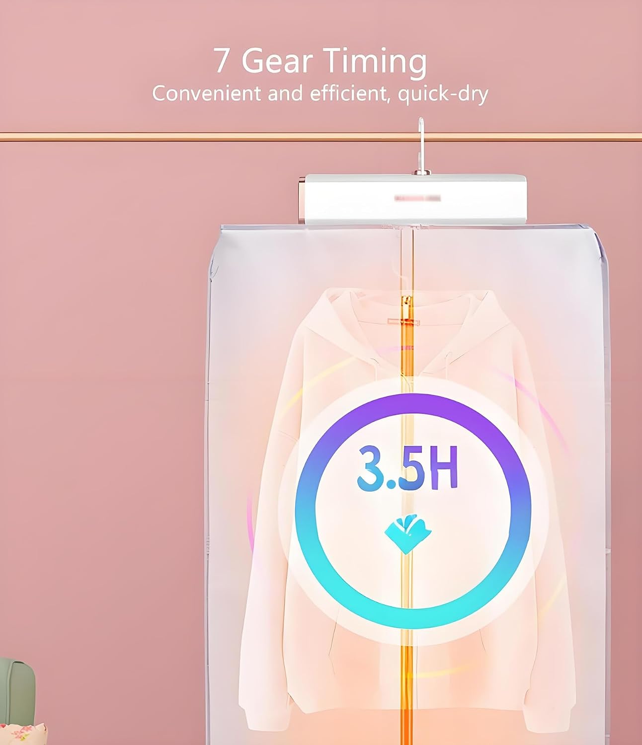Portable Clothes Dryer with Dry Bag, Premium Heated Drying Rack for Clothes, Underwear, Towel, Pet Clothes, Small/Compact Dryer Machine(Pink)
