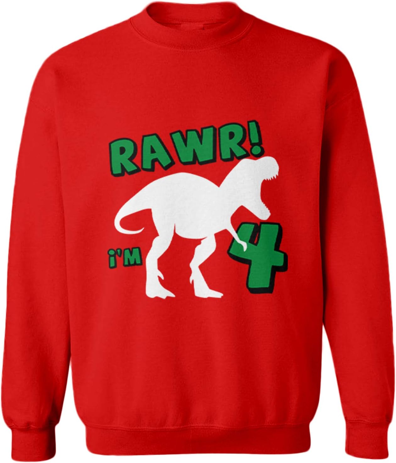 Rawr! I'm 4 - T Rex Dinosaur Four Rhyme Toddler Fleece Crewneck Sweater