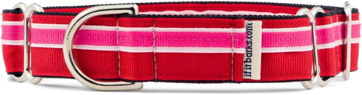 If It Barks 1" Martingale Collar Handmade OC Stripe, Medium, Shortcake